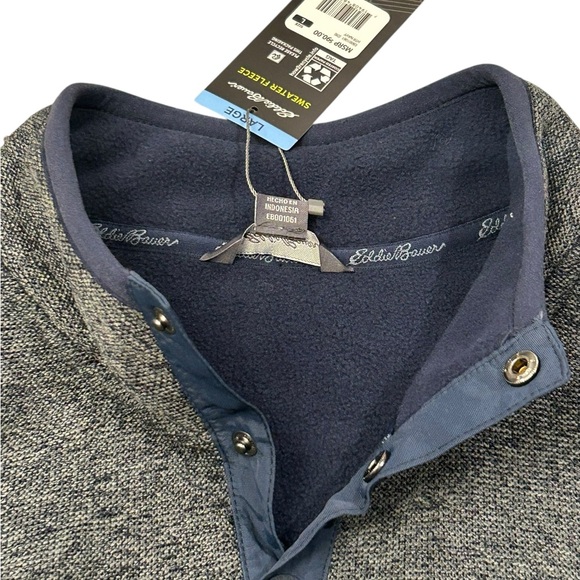 Eddie Bauer‎ Blue and Gray Button-Up Pullover L NWT - Picture 2 of 7